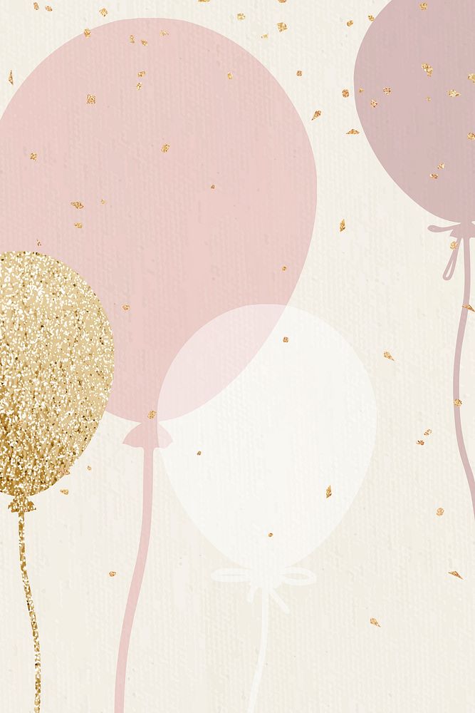 Luxury balloon celebration background illustration in pink and gold tone