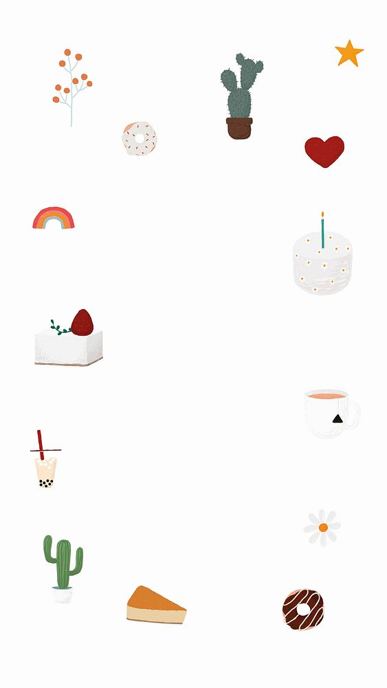 Cute food frame vector on white background
