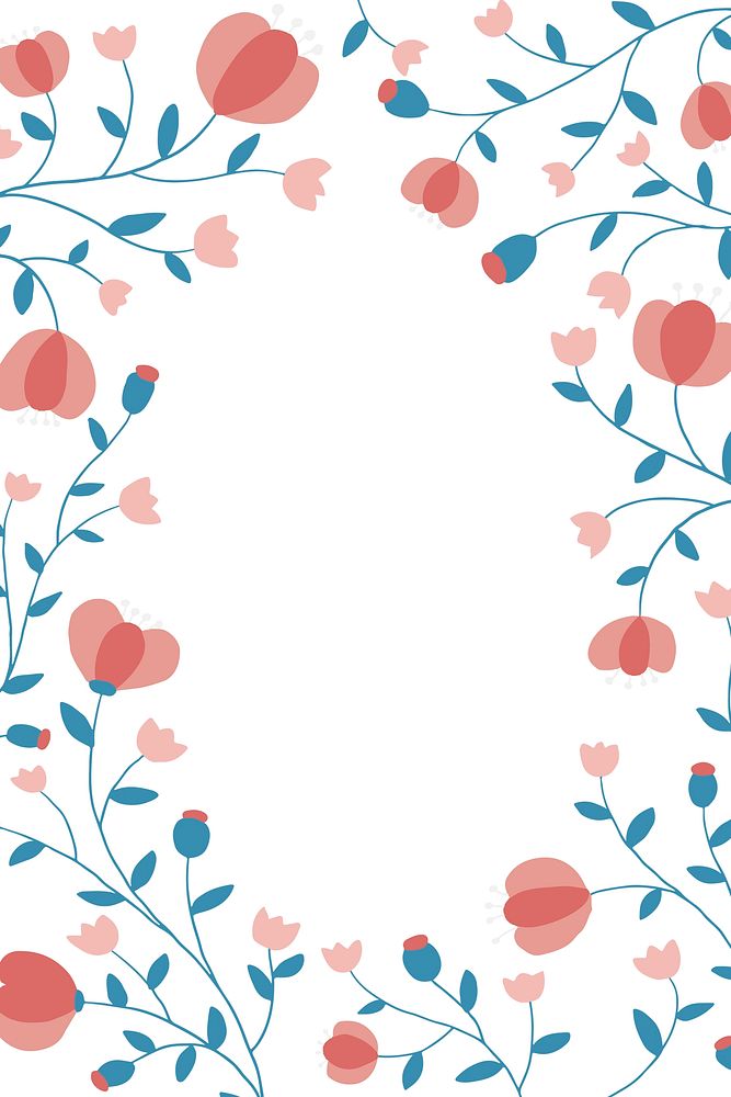 Colorful floral frame vector on white background
