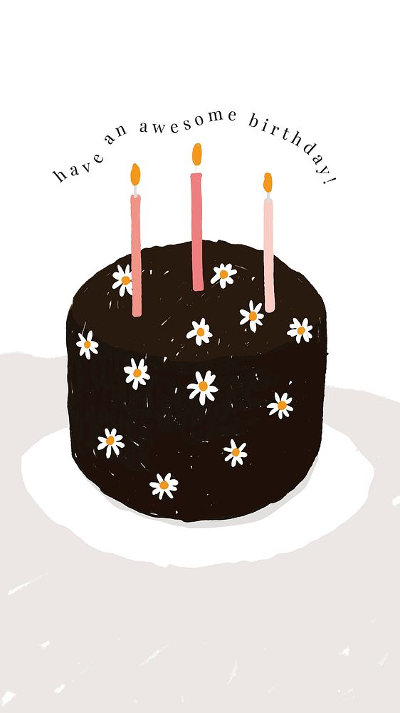 Cute online birthday greeting with daisy cake illustration