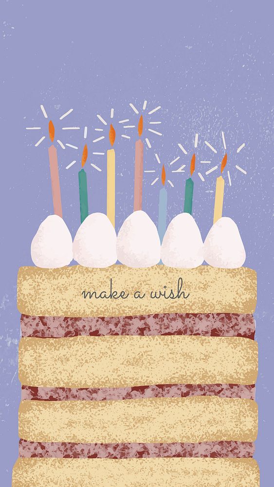 Cute online birthday greeting with layered cake illustration