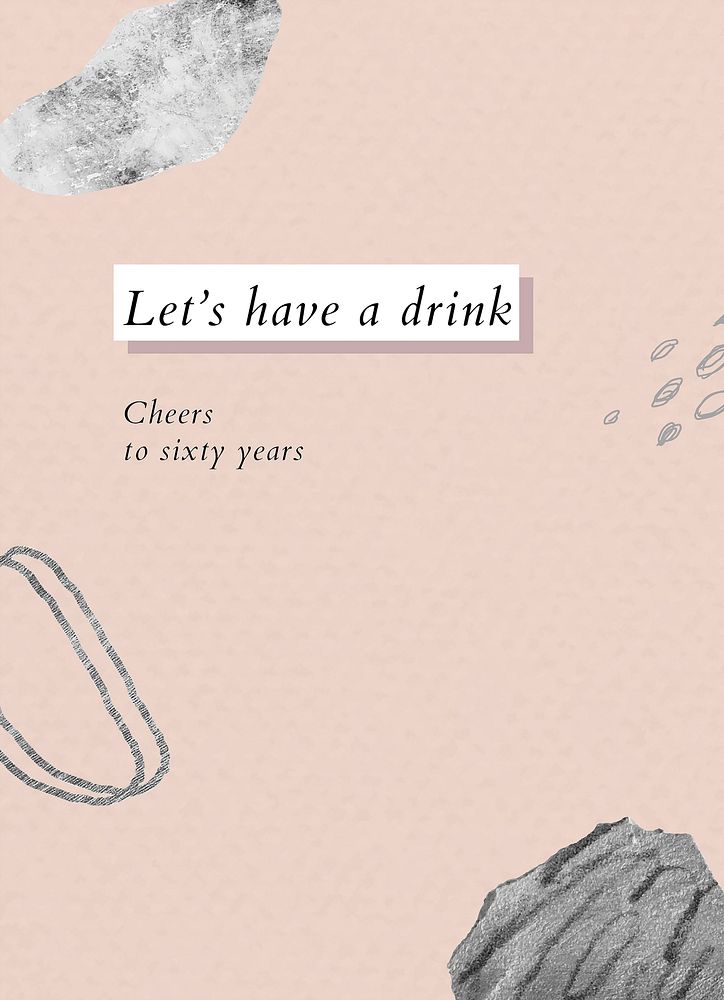 Elderly's birthday greeting template vector with let's have a drink text