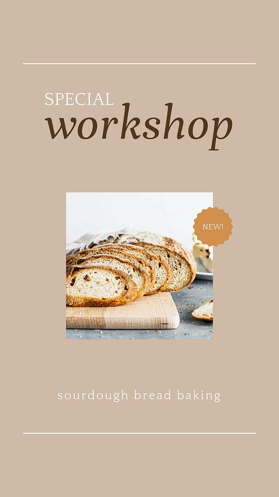 Special workshop vector story template for bakery and cafe marketing