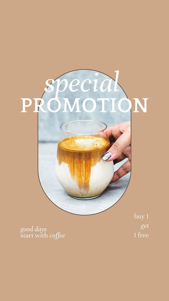 Special promotion vector story template for bakery and cafe marketing