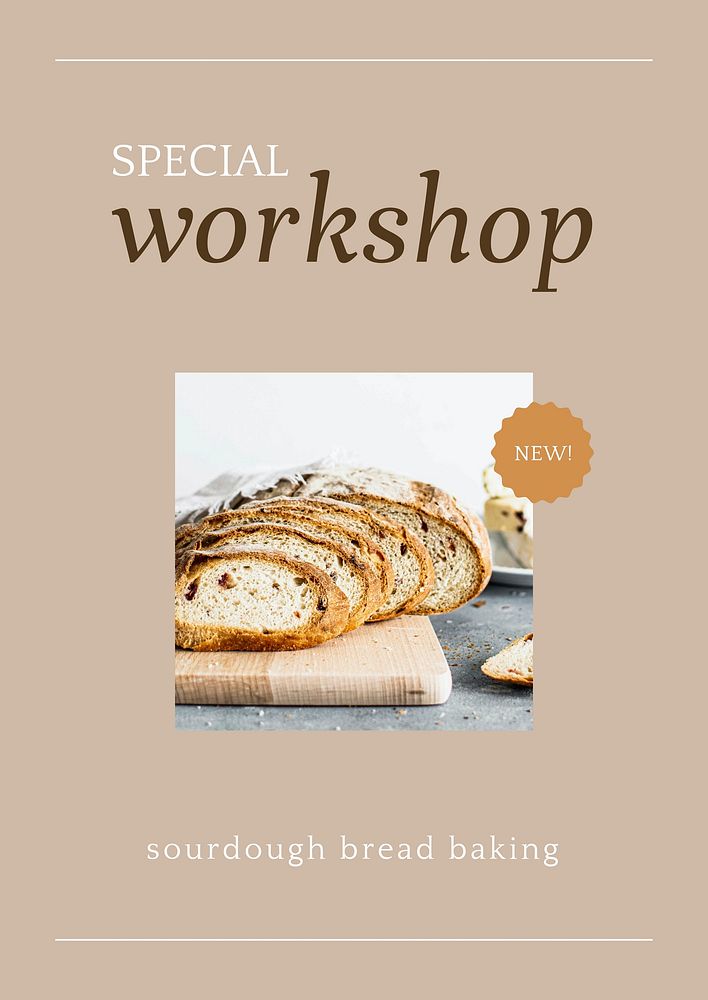 Special workshop vector poster template for bakery and cafe marketing