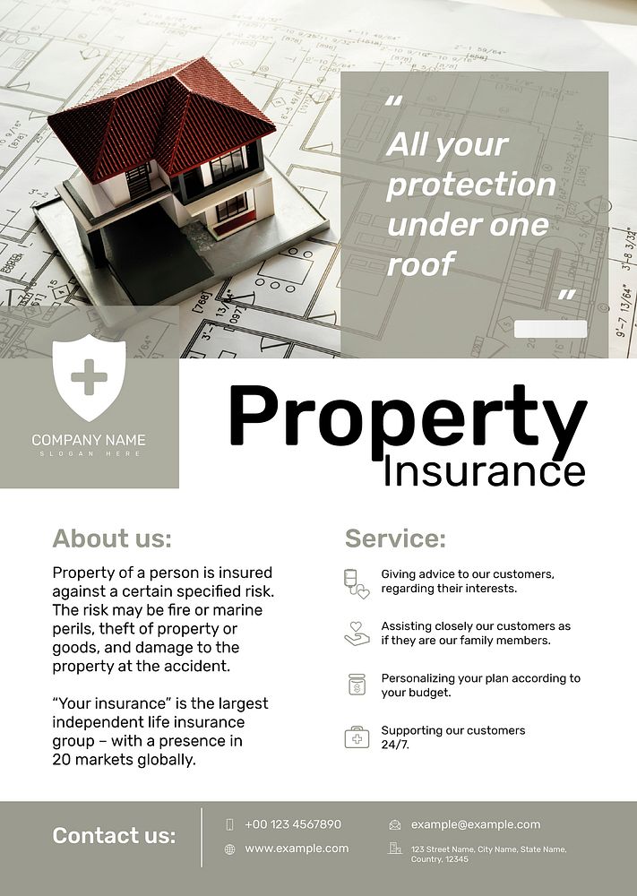 Property insurance poster template vector with editable text