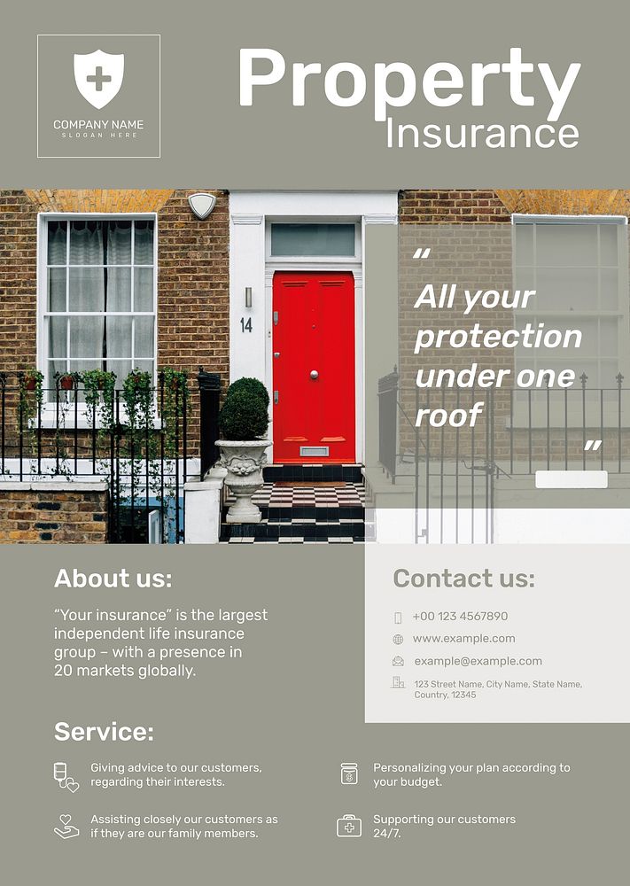 Property insurance poster template vector with editable text