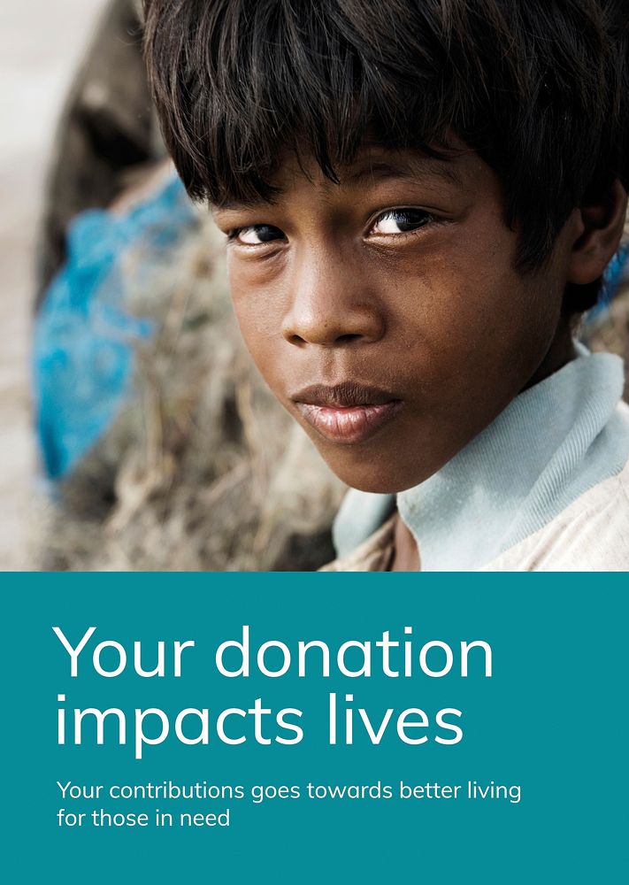 Donation impact live template vector charity organization ad poster