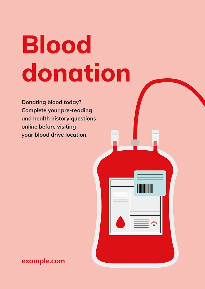 Blood donation campaign template vector ad poster in minimal style