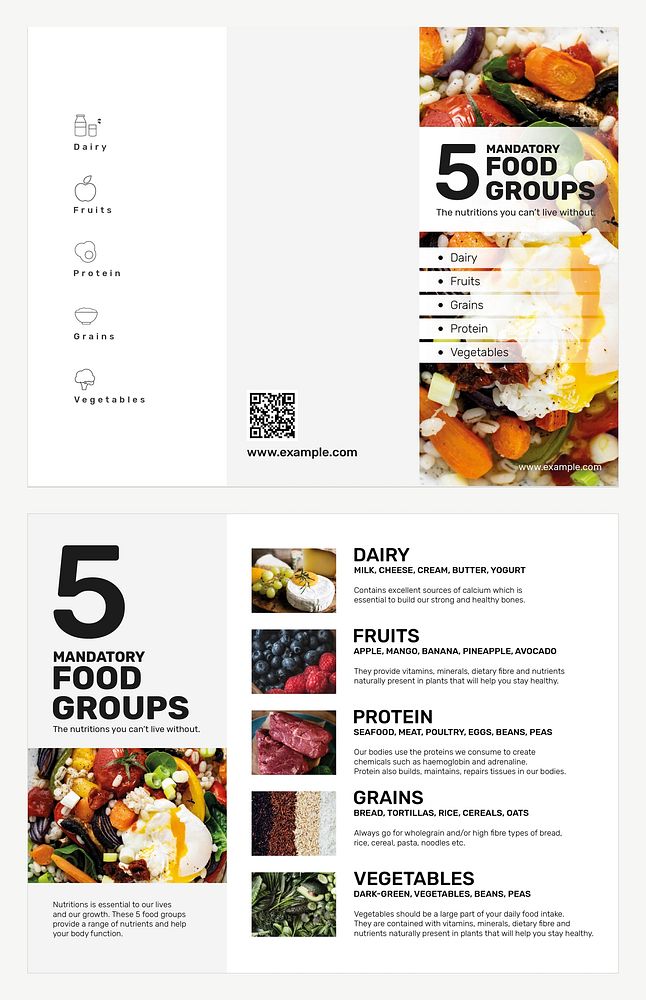 Food group brochure template vector