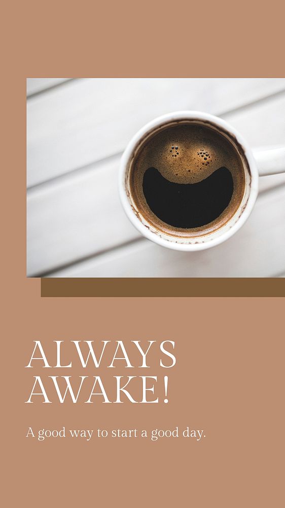 Morning with coffee template vector for social media story always awake