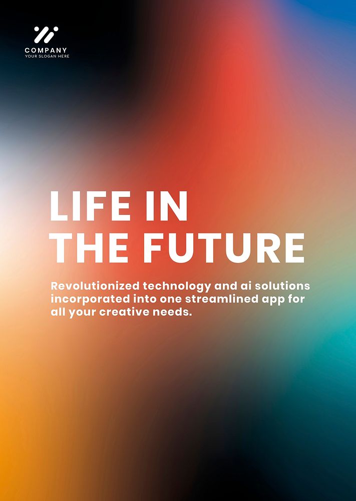 Life in the future template vector tech company poster in modern gradient colors