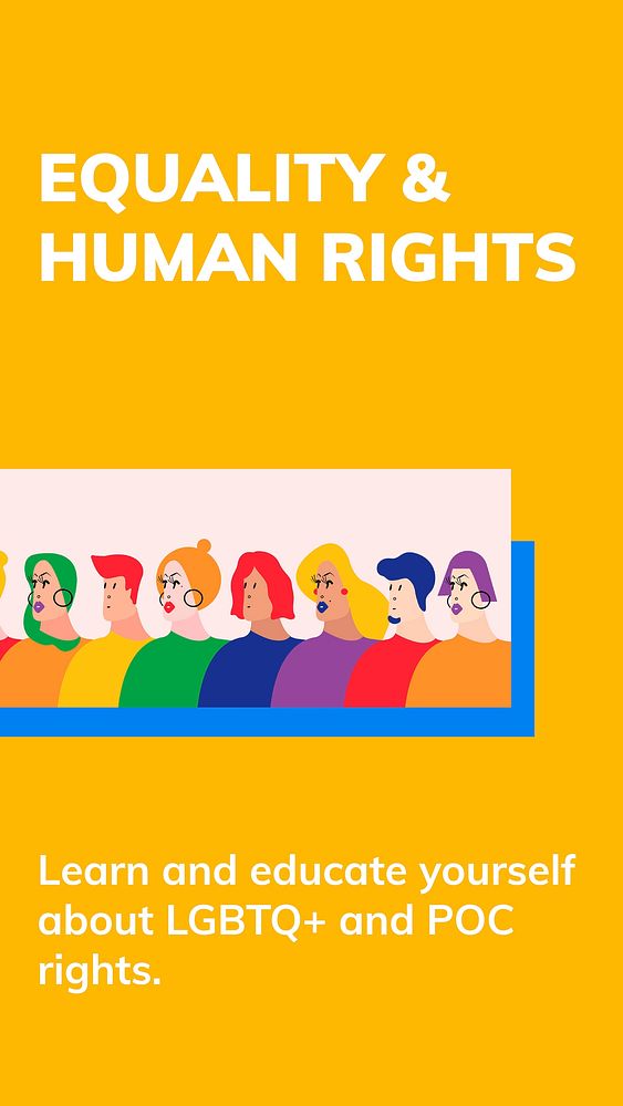 Equality human rights template vector LGBTQ pride month celebration social media story
