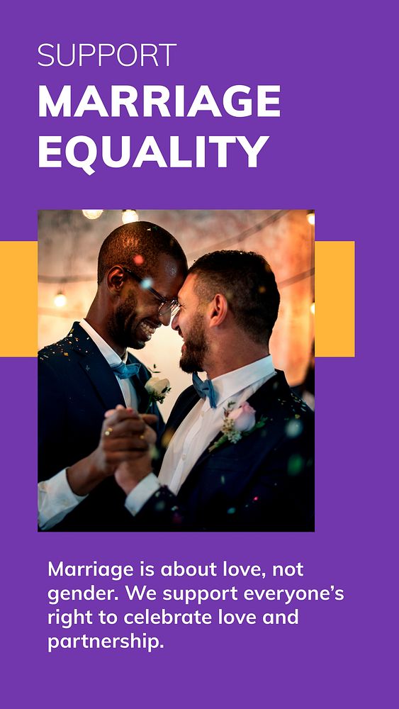 Support marriage equality LGBTQ pride month celebration social media story