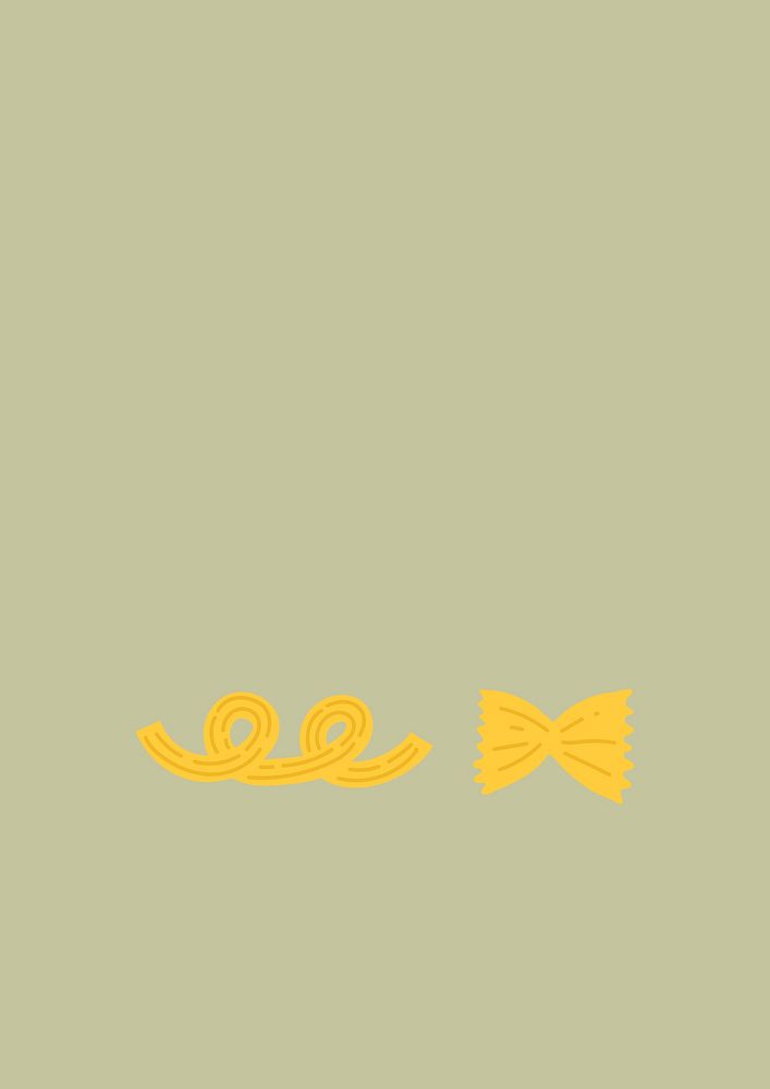 Macaroni pasta food background vector in green cute doodle style