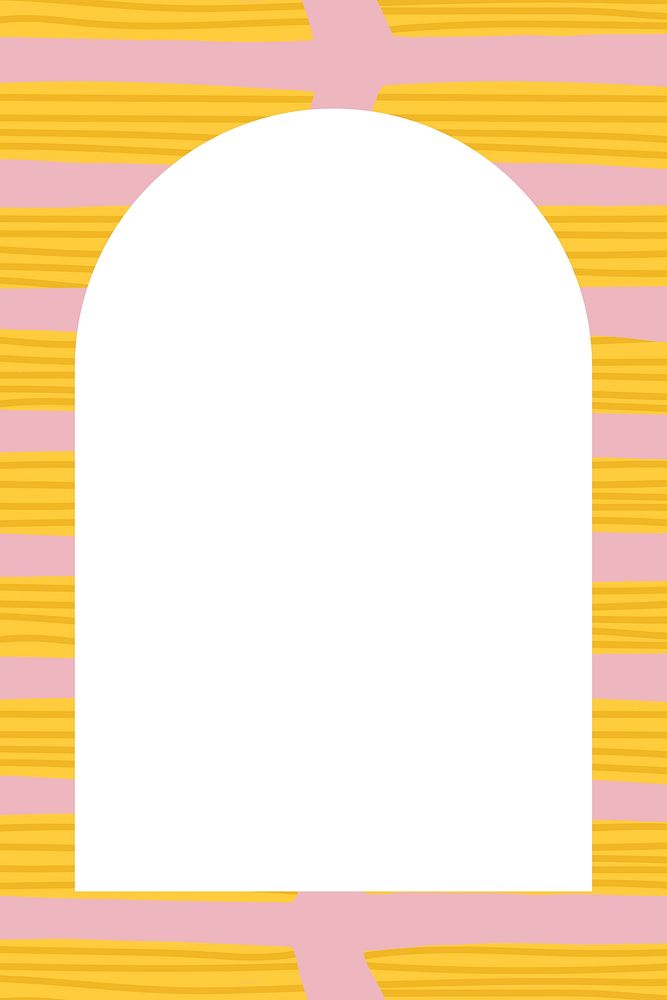 Cute penne pasta frame vector in arched shape doodle food pattern