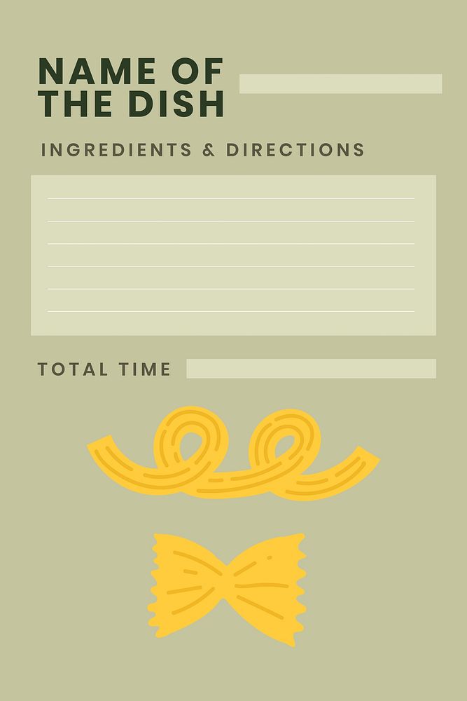 Doodle food recipe template vector in pasta food pattern