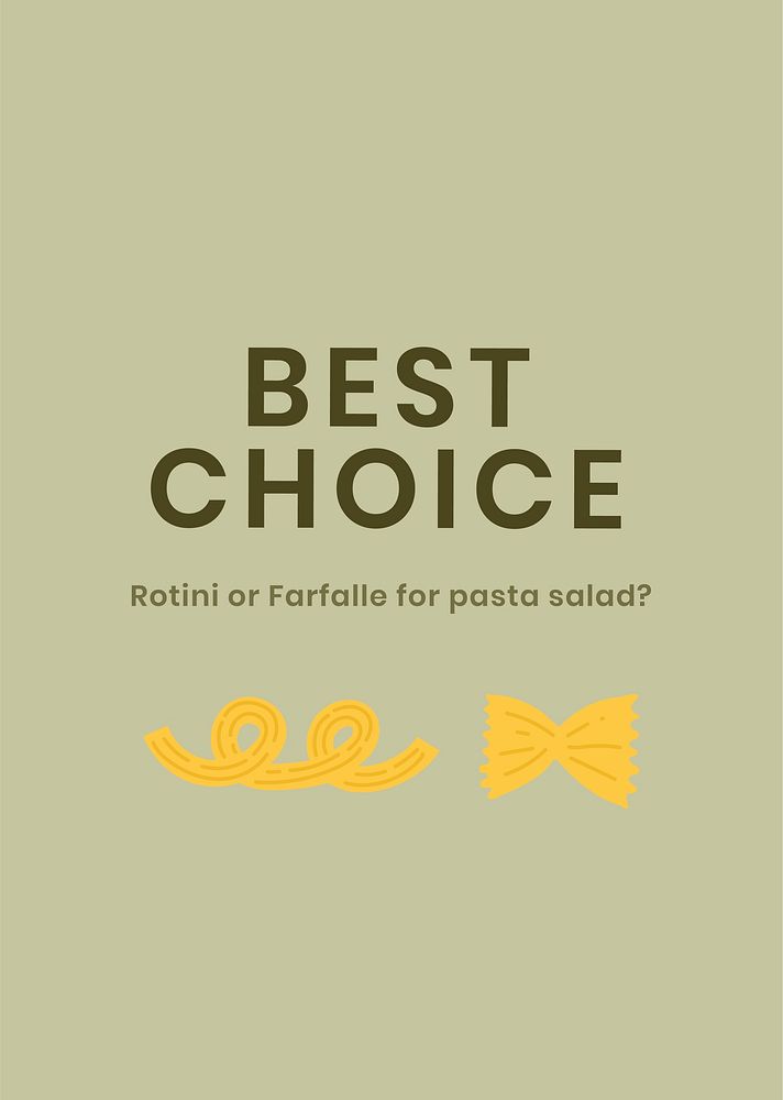 Pasta choice food template vector cute doodle poster