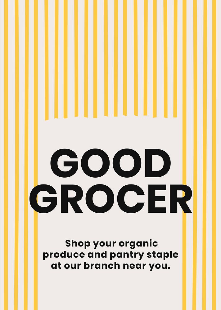 Good grocer food template vector with cute pasta doodle poster
