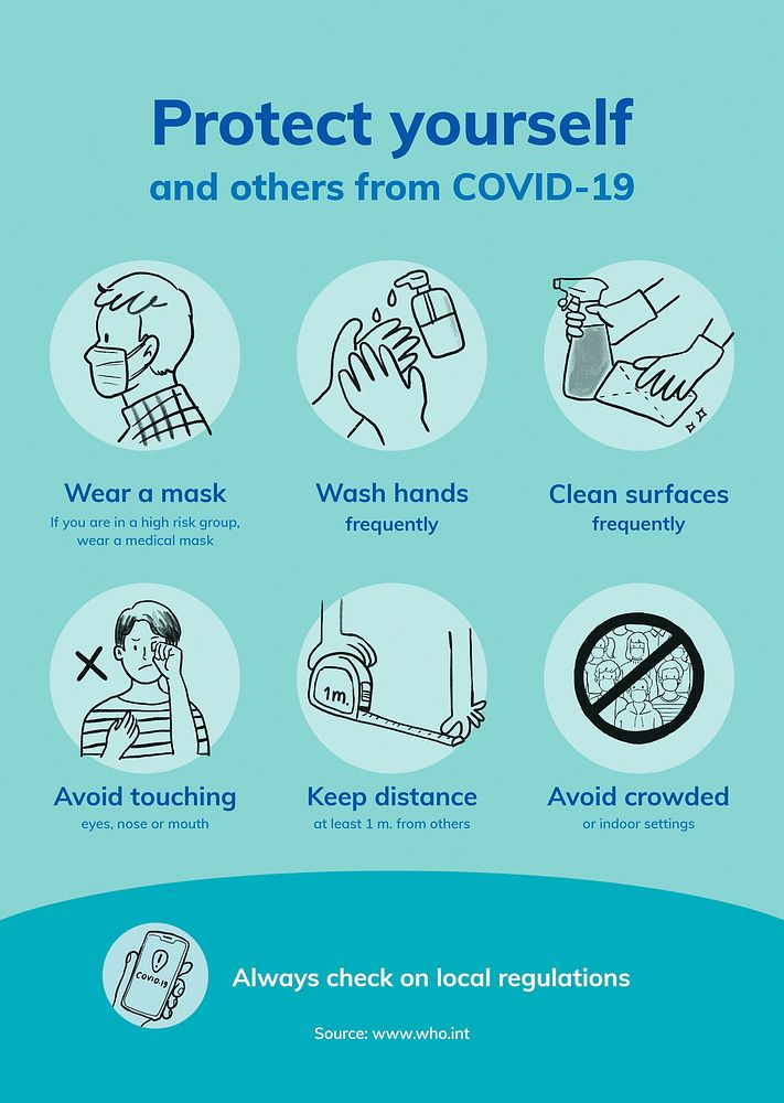 COVID19 prevent the spread poster, coronavirus printable guidance