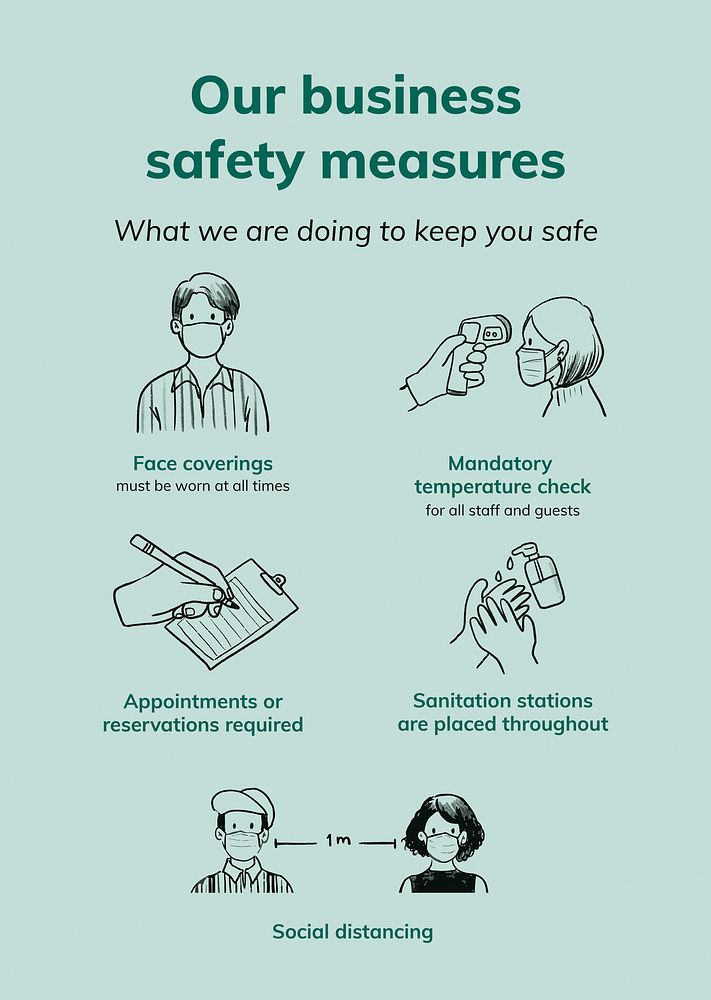 Coronavirus business safety poster, printable guidance 