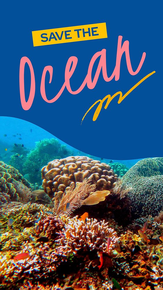 Coral reefs Instagram story template, environmental campaign vector