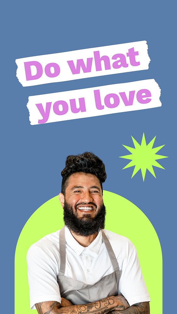 Man wearing apron template, Instagram story, job campaign vector