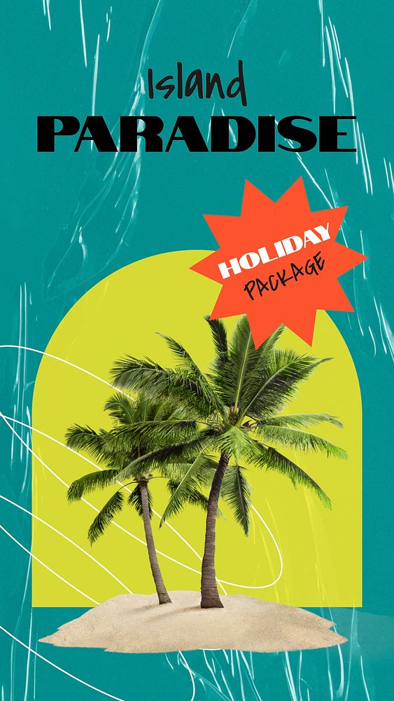 Island holiday Instagram story template, travel ad vector