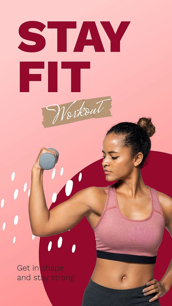 Exercising woman Instagram story template, fitness campaign vector