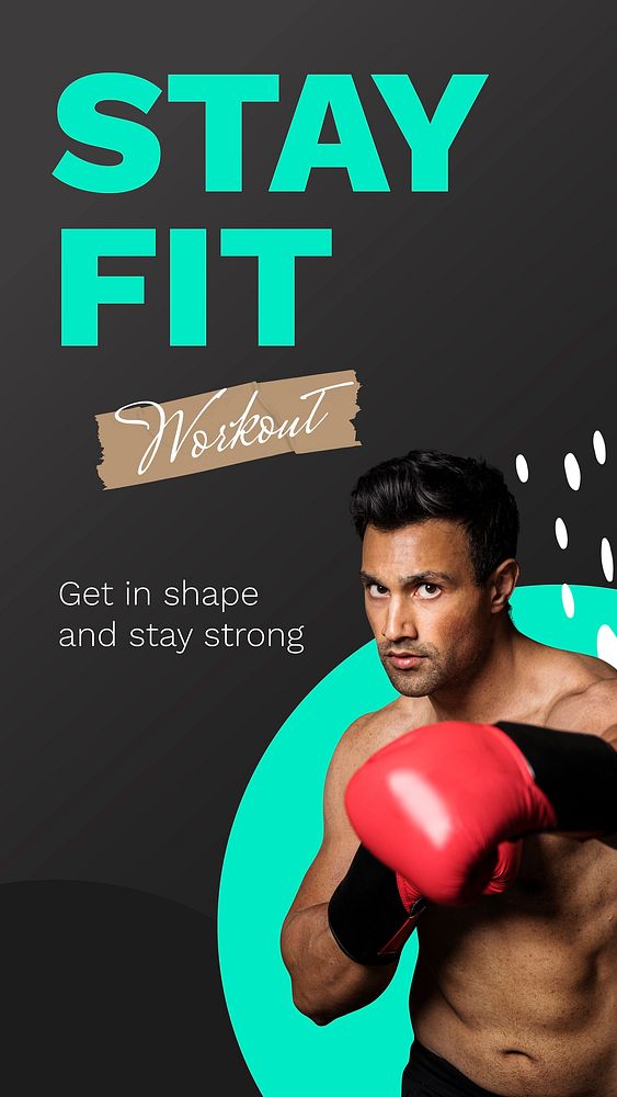 Exercising man Instagram story template, fitness campaign vector