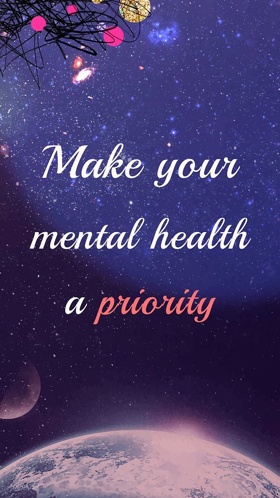 Aesthetic galaxy Instagram story template, mental health quote vector