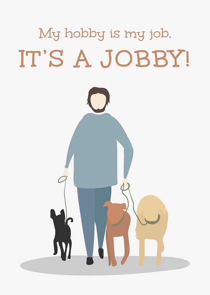 Dog walker poster template, editable hobby design vector