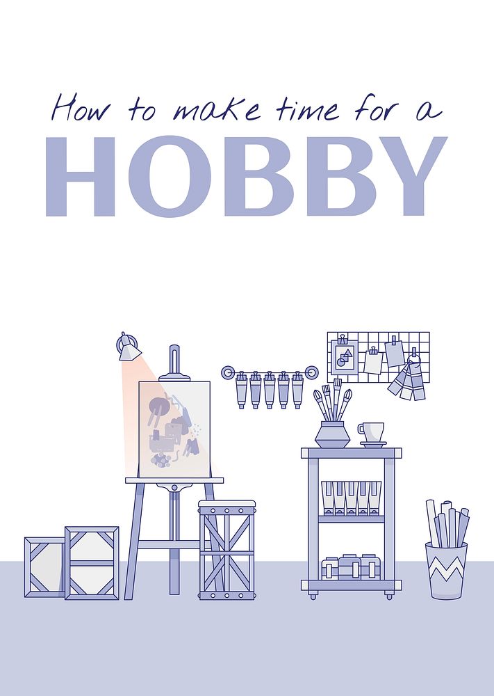 Hobby poster template, editable art studio design psd