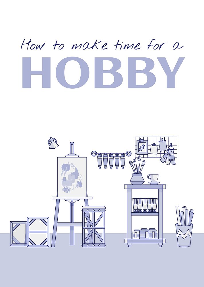 Hobby poster template, editable art studio design vector