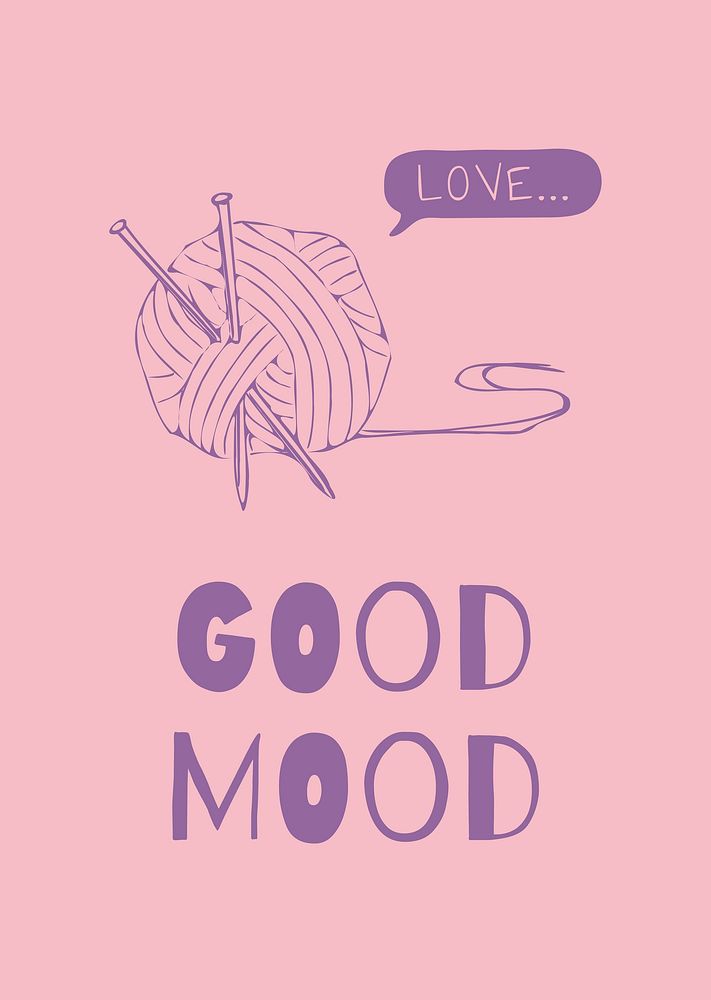Good mood poster template, knitting design psd