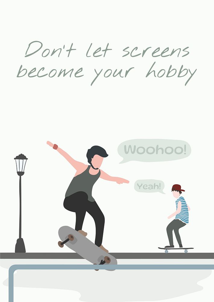 Skateboarder poster template, editable hobby design vector