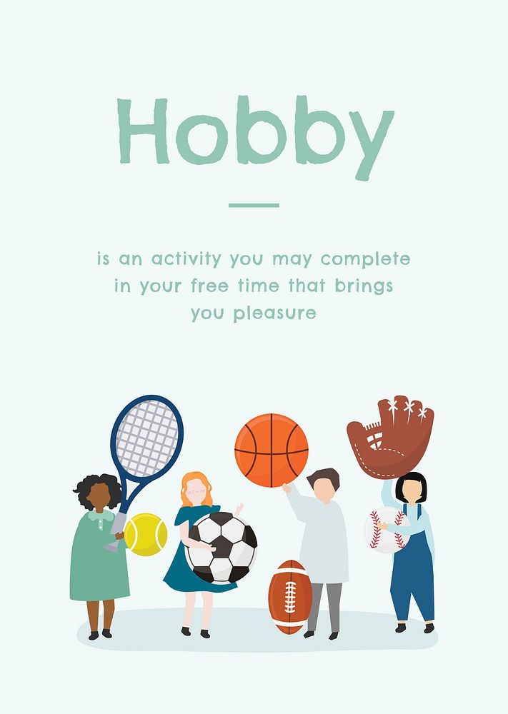 Sport hobby poster template, editable design psd