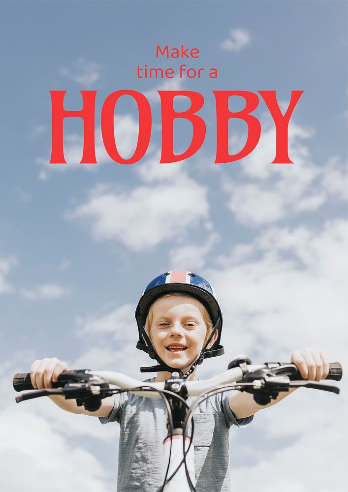 Biking hobby poster  template, kid design vector