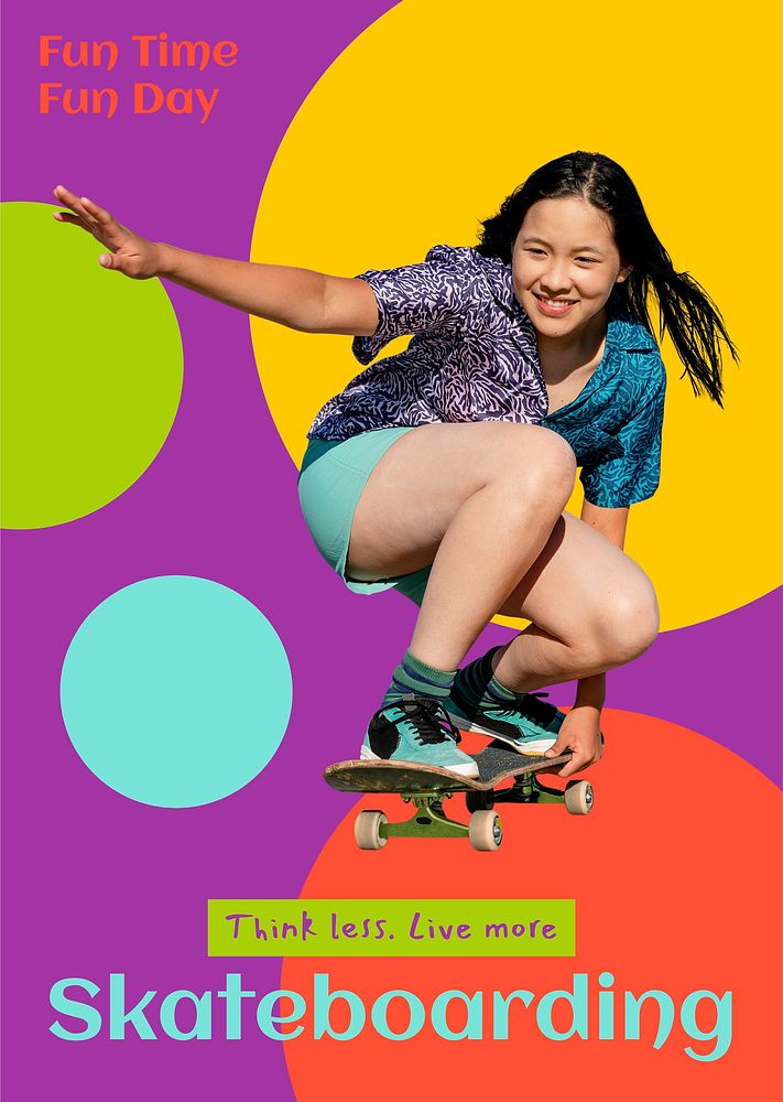 Skateboarding hobby poster template, editable design psd