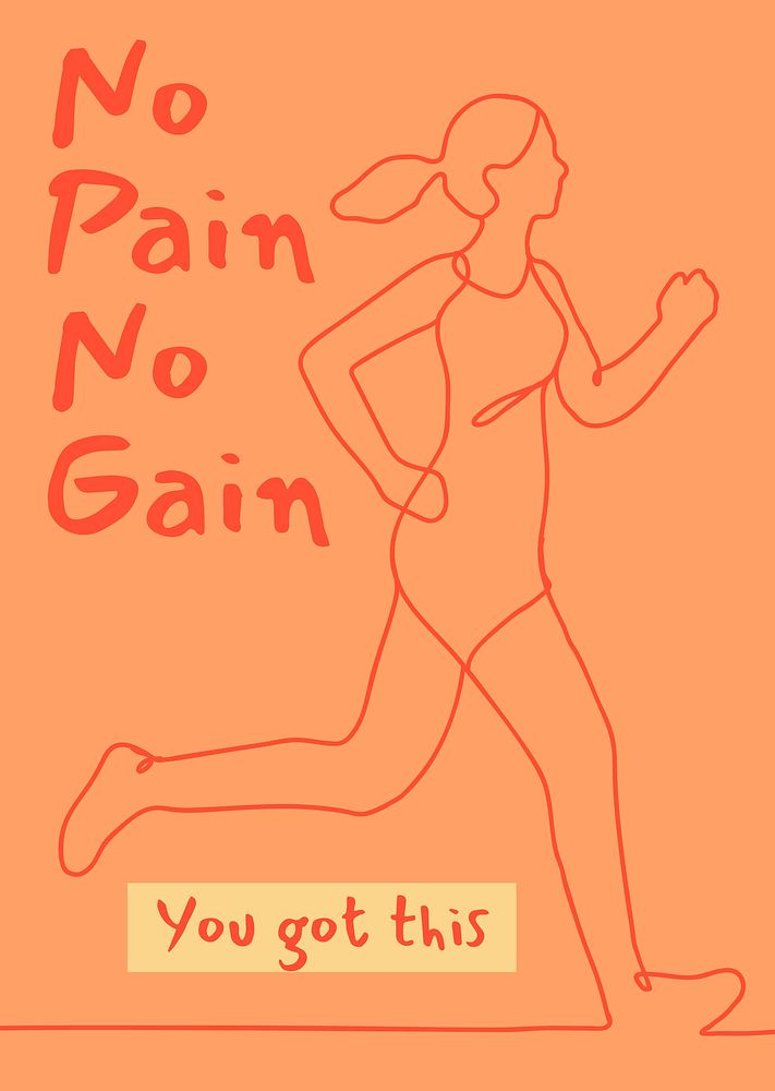 Exercise poster template, line art design psd