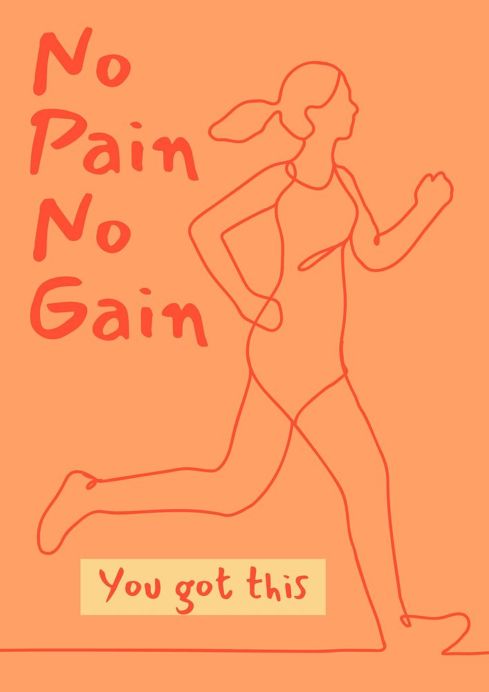 Exercise poster template, line art design vector