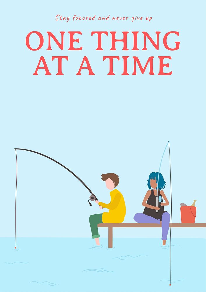 Fishing poster template, editable design vector