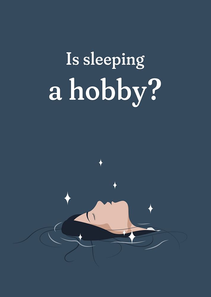 Sleeping hobby poster template, aesthetic design psd