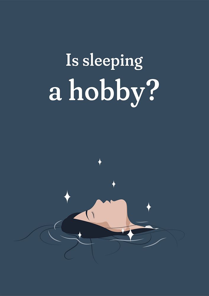 Sleeping hobby poster template, aesthetic design vector