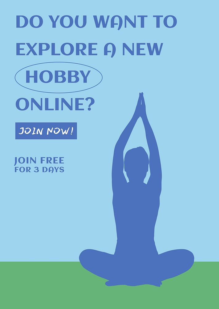 Yoga poster template, health & wellness design psd