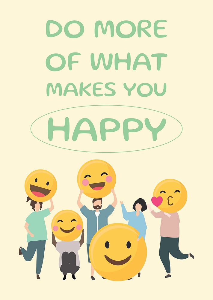 Happy emoji poster template, editable design psd