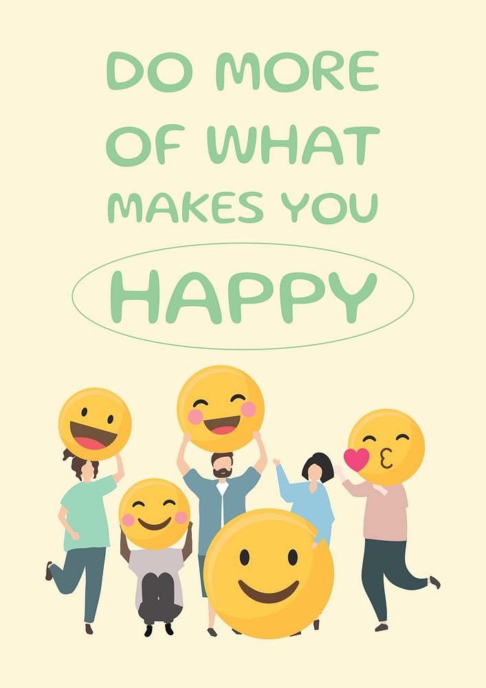 Happy emoji poster template, editable design vector