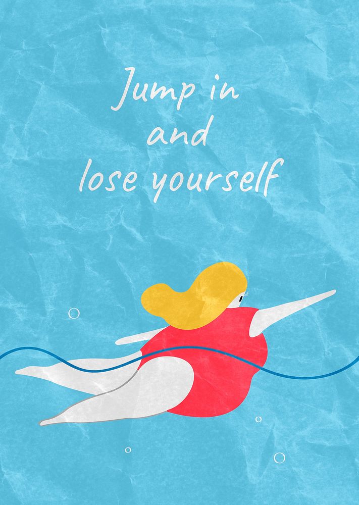 Swimming poster template, inspirational quote design vector