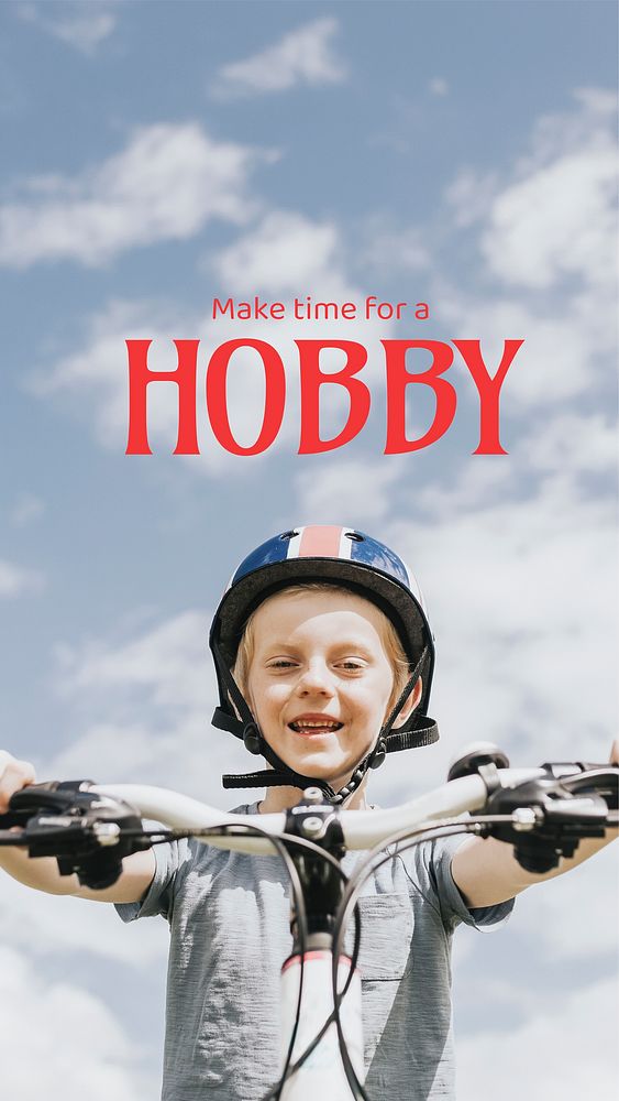 Biking hobby Facebook story template, kid design vector