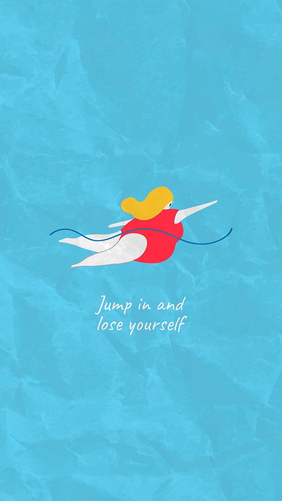 Swimming Facebook story template, inspirational quote design vector